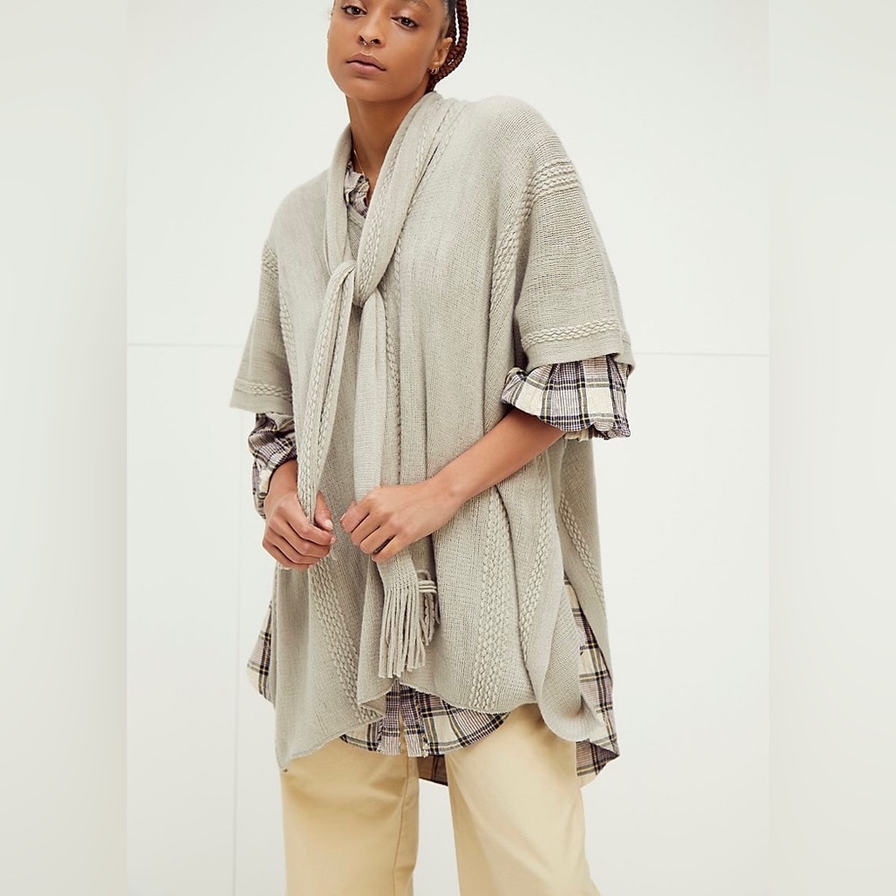 Free People Cable Scarf Poncho